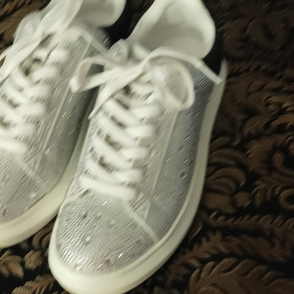 Steve Madden Silver and Black Sneakers
